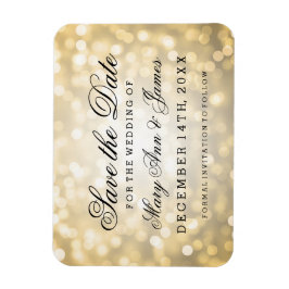 Elegant Spara datum Guld Glitter Ljus Magnet