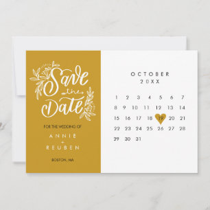 Elegant Spara datum-kalender Guld Kärlek Hjärta Datumet