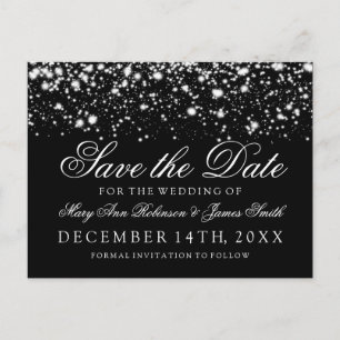 Elegant Spara datum Silver Midnight Glam Meddelande Vykort