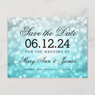 Elegant Spara Datum Strand Ombre Glitterljus Meddelande Vykort