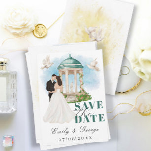 Elegant Spara datumet med Bride och Groom Gazebo Inbjudningar