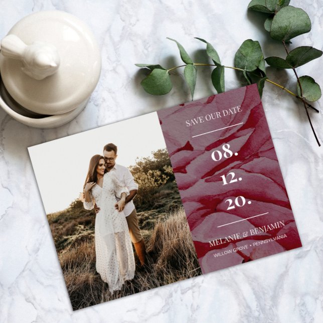 Elegant - Spara datumet med foto-romska blommor Inbjudningar (Elegant Photo Romantic Flower Save the Dates Invitation)