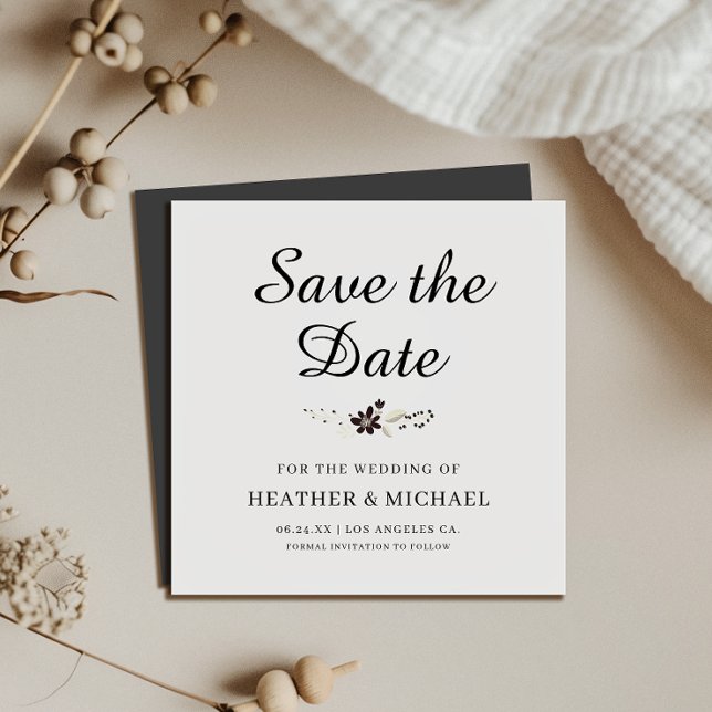 Elegant Spara datumfyrkantskortet Magnetisk Inbjudningskort (Make it easy for guests to remember your big day with our elegant save-the-date magnet invitation.)