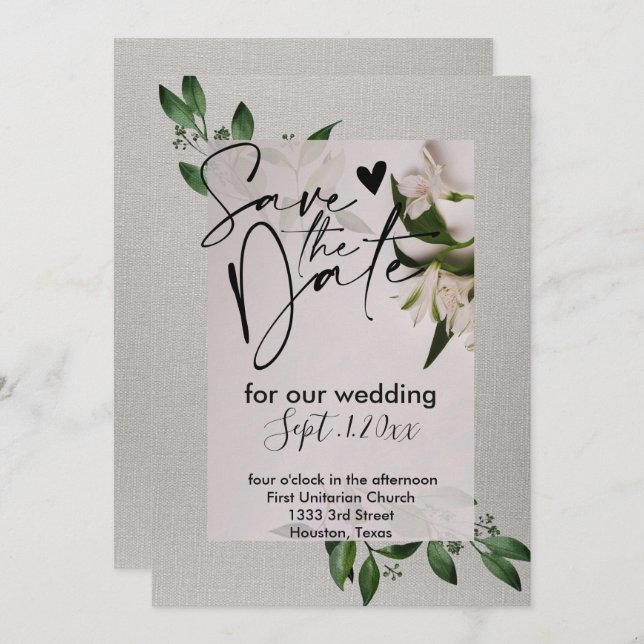 Elegant spara datuminbjudan inbjudningar (Fram/baksida)