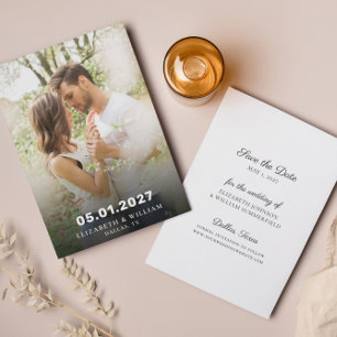 Elegant Spara datummeddelande för fotot Bröllop Inbjudningar