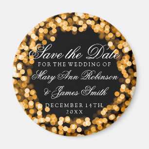 Elegant spara det guld- Sparkly ljuset för datera Magnet