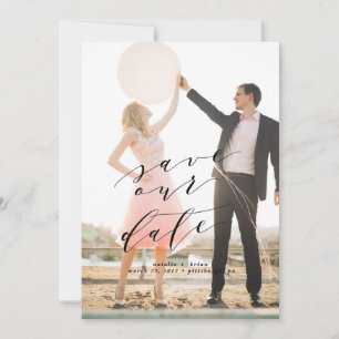 Elegant Spara fotokort för datumkalligrafi Datumet