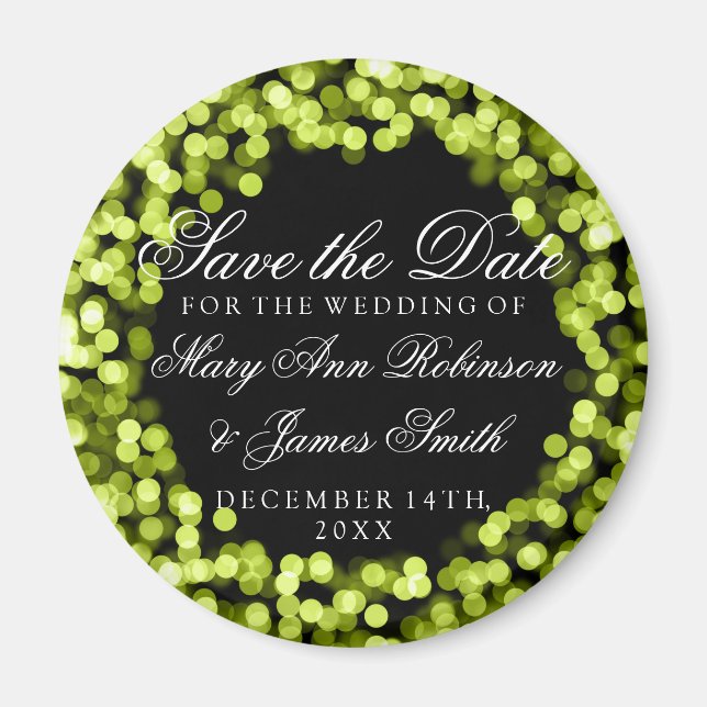 Elegant Spara Grönten Date sparkly Ljus Magnet (Framsidan)