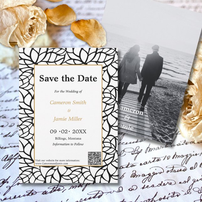Elegant Spara inbjudan till svartlistning av datum (Elegant Save The Date Black Foliage Invitation)