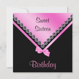 Elegant Sparka diamanter och Rosa Bow Sweet 16 Inbjudningar