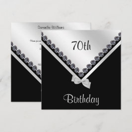 Elegant Sparka diamanter & Silver Bow 70:e Inbjudningar