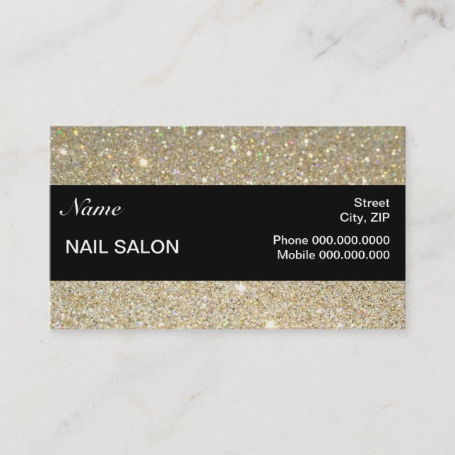 elegant Sparkles & Glitter Nail Salon BusinessCard Tidsbeställning Kort (Framsida)