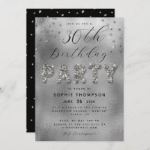 Elegant Sparkles Glitter Silver Födelsedagsfest