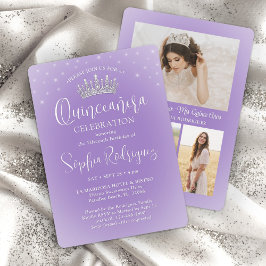 Elegant Sparkles Quinceañera 3 Photo Lilac Lila Inbjudningar
