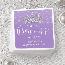 Elegant Sparkles Quinceañera Crown Lilac Purple Pappersservett