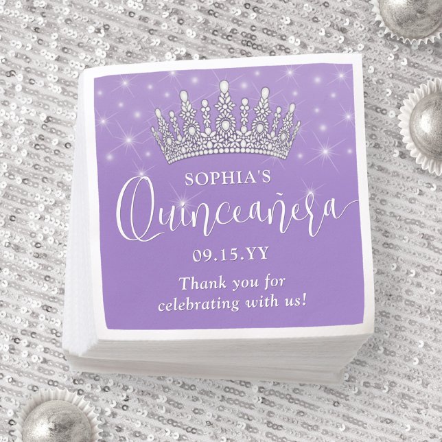 Elegant Sparkles Quinceañera Crown Lilac Purple Pappersservett (Skapare uppladdad)