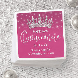 Elegant Sparkles Quinceañera Krona Fuschia Rosa Pappersservett