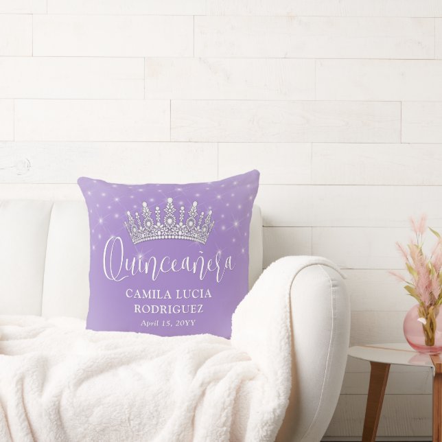 Elegant Sparkles Quinceañera Lilac Purple Keepsake Kudde (Soffa)