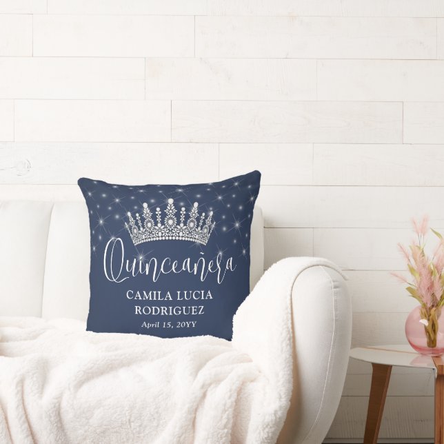 Elegant Sparkles Quinceañera Navy Blue Keepsake Kudde (Soffa)