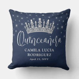 Elegant Sparkles Quinceañera Navy Blue Keepsake Kudde