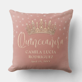 Elegant Sparkles Quinceañera Ro Guld Keepsaké Kudde