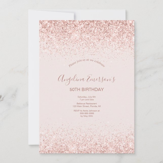 Elegant Sparkling  Birthday Inbjudningar (Framsida)