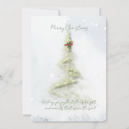 Elegant Sparkling Christmas Tree Flat Holiday Card Julkort
