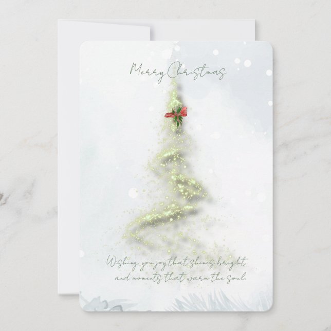 Elegant Sparkling Christmas Tree Flat Holiday Card Julkort (Framsida)