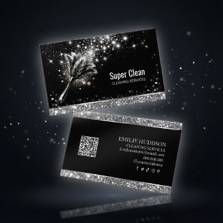 Elegant Sparkling Cleaning Service Business Card  Visitkort