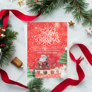 Elegant Sparkling Delighful Santa's Sleigh Ride Julkort