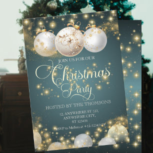 Elegant Sparkling Guld jul Boll Party Inbjudningar