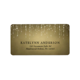 Elegant Sparkling String Ljus Guld Bröllop Adressetikett