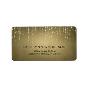 Elegant Sparkling String Ljus Guld Bröllop Adressetikett