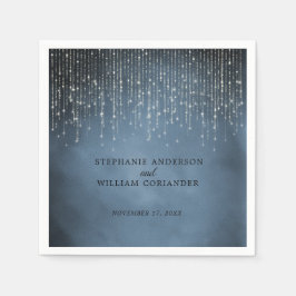 Elegant Sparkling String Ljus marinblått Bröllop Pappersservett