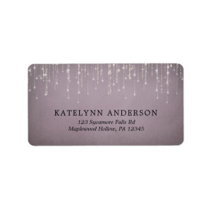 Elegant Sparkling String Ljus Mauve Bröllop Adressetikett
