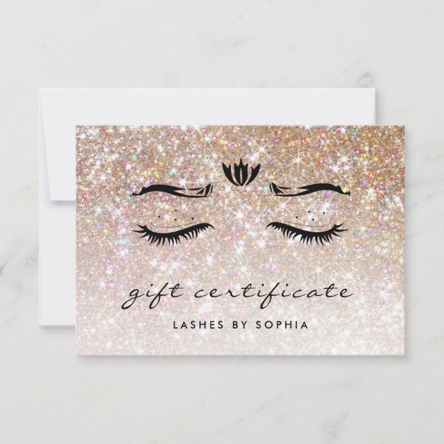 Elegant Sparkly Champagne Lash Gift Certificate (Framsida)