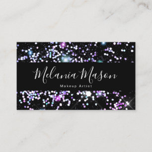 Elegant Sparkly HoloGraph Glitter Beauty Black Visitkort