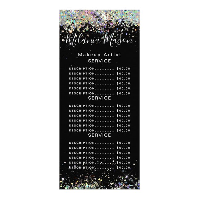Elegant Sparkly Holography Glitter Beauty Salon Reklamkort (Framsidan)