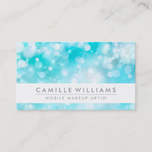 ELEGANT SPARKLY LIGHT whimsical aqua blue bokeh Visitkort