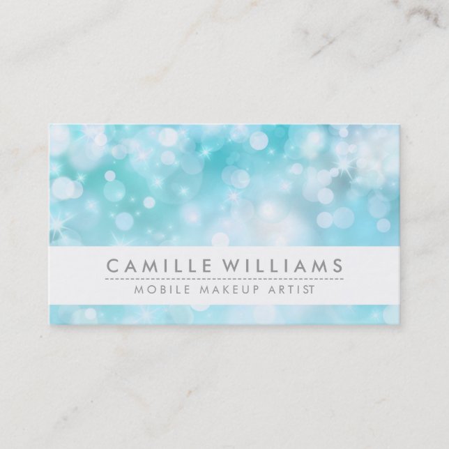 ELEGANT SPARKLY LIGHT whimsical aqua blue bokeh Visitkort (Framsida)