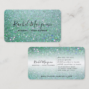 Elegant Sparkly Teal Grönt Glitter Visitkort