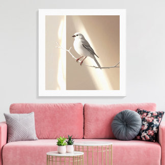 Elegant Sparrow Bird Wall Art Print – Minimalist Canvastryck