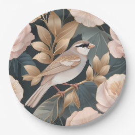 Elegant Sparrow Dusty Rosa och Guld Blommigt