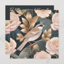 Elegant Sparrow Dusty Rosa och Guld Blommigt