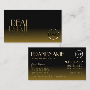 Elegant Spegel Classic Black Brown med Logotyp Visitkort