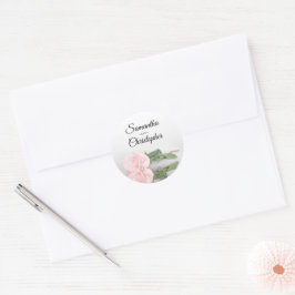 Elegant speglad Rosa ros Bröllop Runt Klistermärke