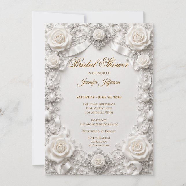 Elegant spets bröllopsdusch inbjudan (Framsida)