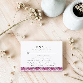 Elegant Spets Burgunder RSVP-kort OSA Kort