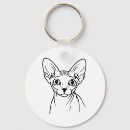 Elegant Sphynx Cat Line Art Nyckelring