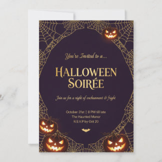 Elegant Spiderweb Halloween Invitation Inbjudningar